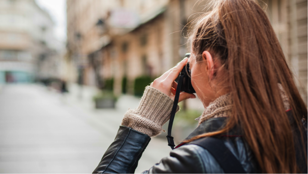 Student taking pictures in France